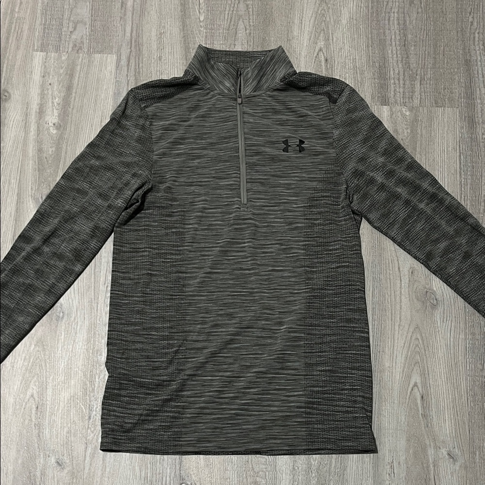 Under Armour Charcoal Quarter-Zip Heatgear Long Sleeve Training Running Top